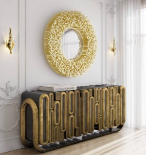 oblong aged gold sideboard