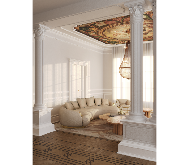 Soleil Curved Cream Sofa mobile image 14