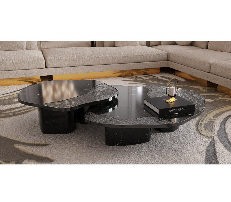 Ophelia Nero Marquina Marble And Black Center Table mobile image 6