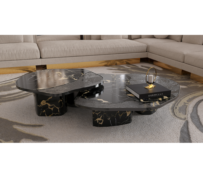 Ophelia Portoro Marble And Black Center Table mobile image 6