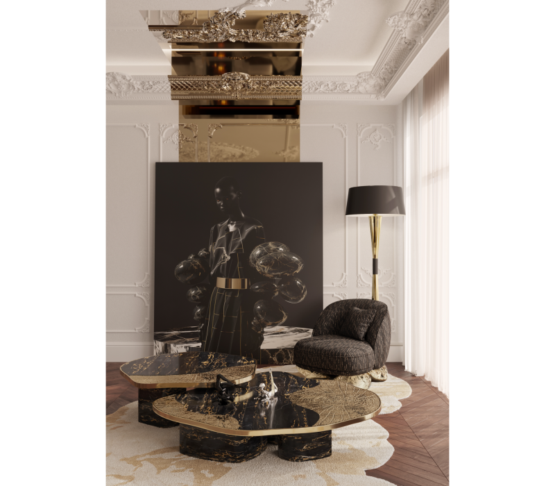 Ophelia Portoro Marble And Gold Center Table mobile image 18