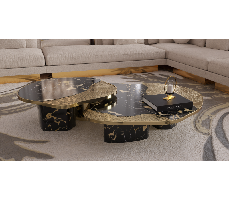 Ophelia Portoro Marble And Gold Center Table mobile image 19