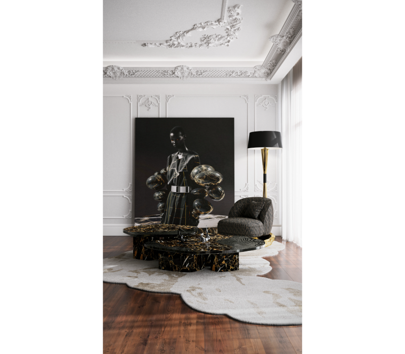 Ophelia Portoro Marble And Black Center Table mobile image 4