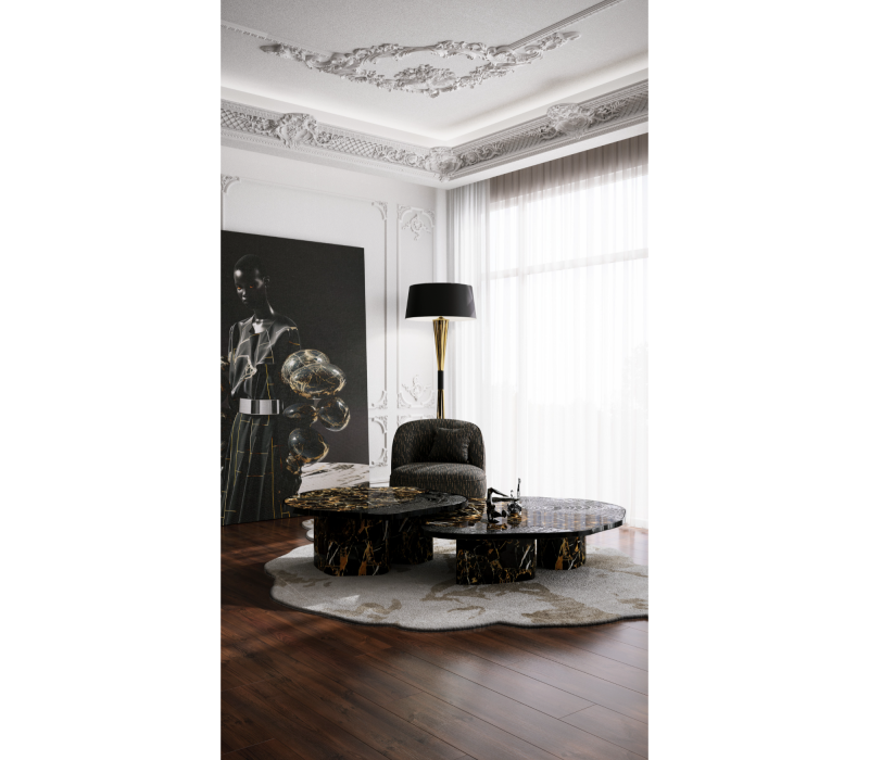Ophelia Portoro Marble And Black Center Table mobile image 5