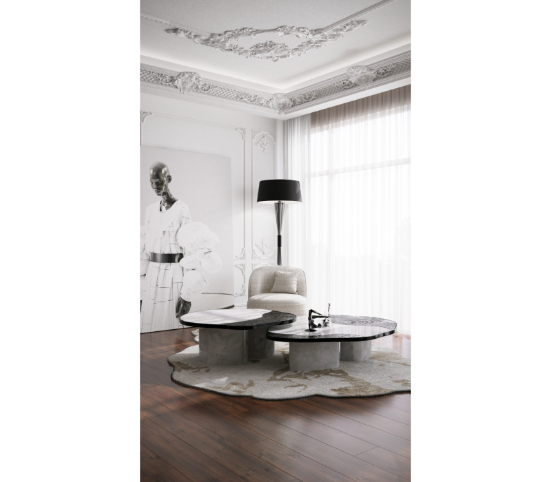 Ophelia Calacatta Marble And Black Center Table mobile image 18