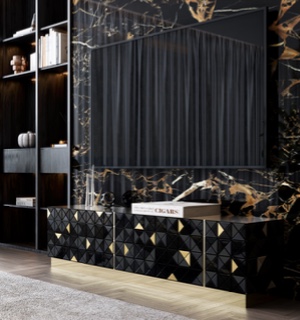 PIXEL BLACK GOLD TV CABINET