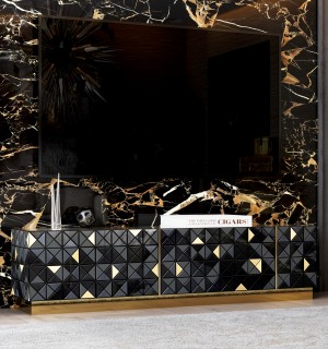 pixel black gold tv cabinet