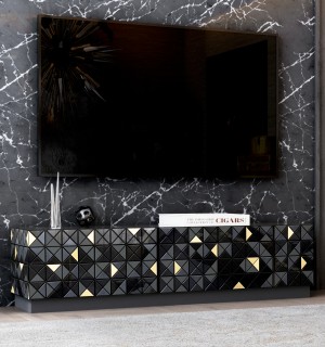 pixel black tv cabinet