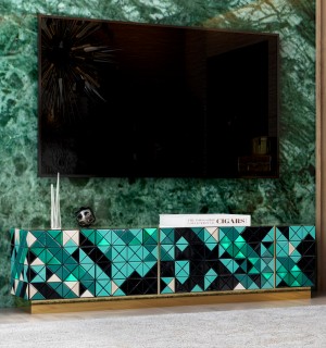 pixel green tv cabinet