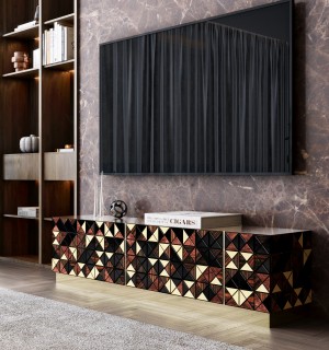 pixel walnut tv cabinet