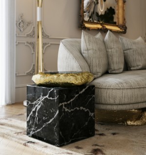 stonehenge nero marquina side table