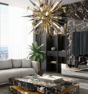 quarry portoro marble center table