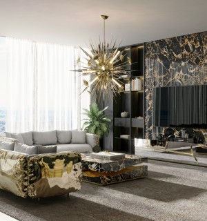 quarry portoro marble center table