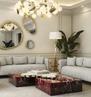 Navarra Rosso Levanto and Carrara Marble Center Table