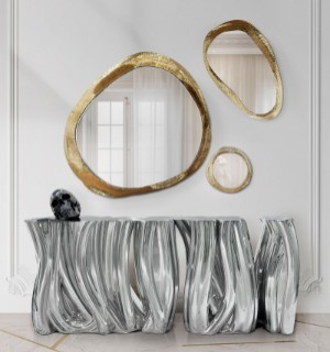 monochrome silver sideboard