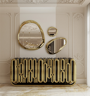 Oblong Gold Sideboard