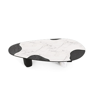 Ophelia Carrara Marble and Black Dining Table