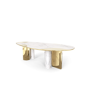 Ophelia Carrara Marble and Gold Dining Table