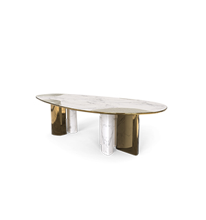 Ophelia Carrara Marble and Patina Dining Table