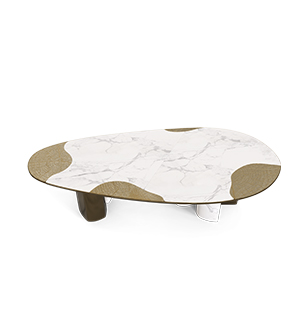 Ophelia Carrara Marble and Patina Dining Table