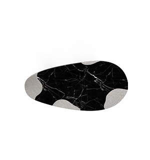 Ophelia nero marquina marble and silver Dining Table