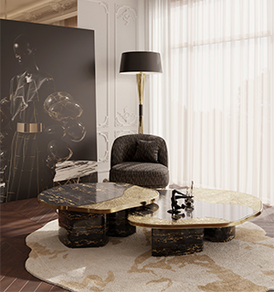 Ophelia portoro marble and black Dining Table