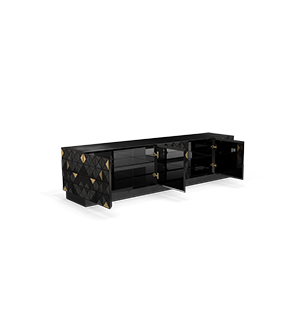 Pixel black Tv Cabinet